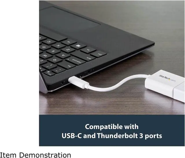 Alt view image 4 of 6 - StarTech.com CDP2VGAW USB-C to VGA Adapter - White - 1080p - Video Converter For Your MacBook Pro / Projector / VGA Display (CDP2VGAW)