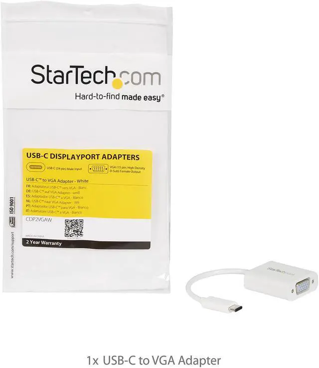 Alt view image 6 of 6 - StarTech.com CDP2VGAW USB-C to VGA Adapter - White - 1080p - Video Converter For Your MacBook Pro / Projector / VGA Display (CDP2VGAW)