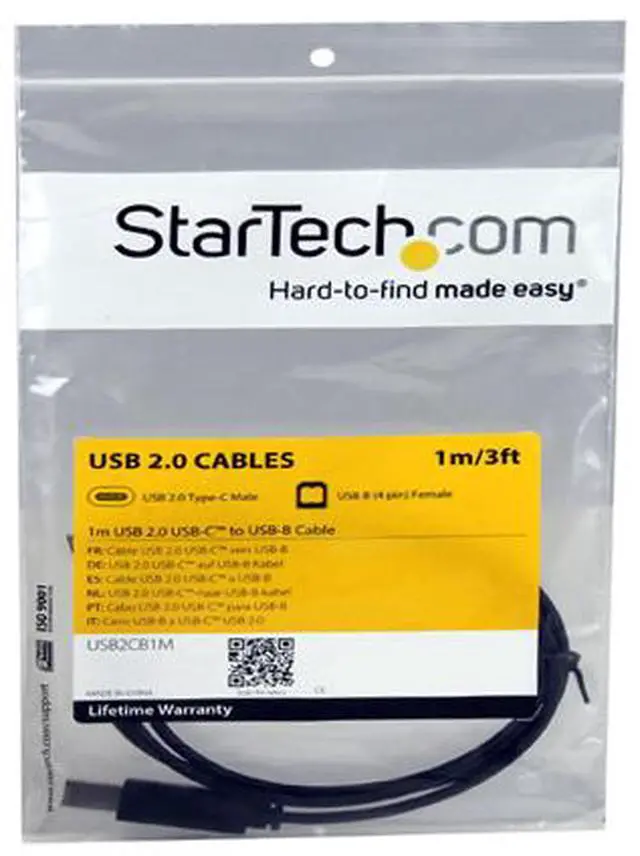Alt view image 4 of 4 - StarTech USB2CB1M USB C to USB B Printer Cable - 3 ft. / 1m - USB C Printer Cable - USB C to USB B Cable - USB Type C to Type B