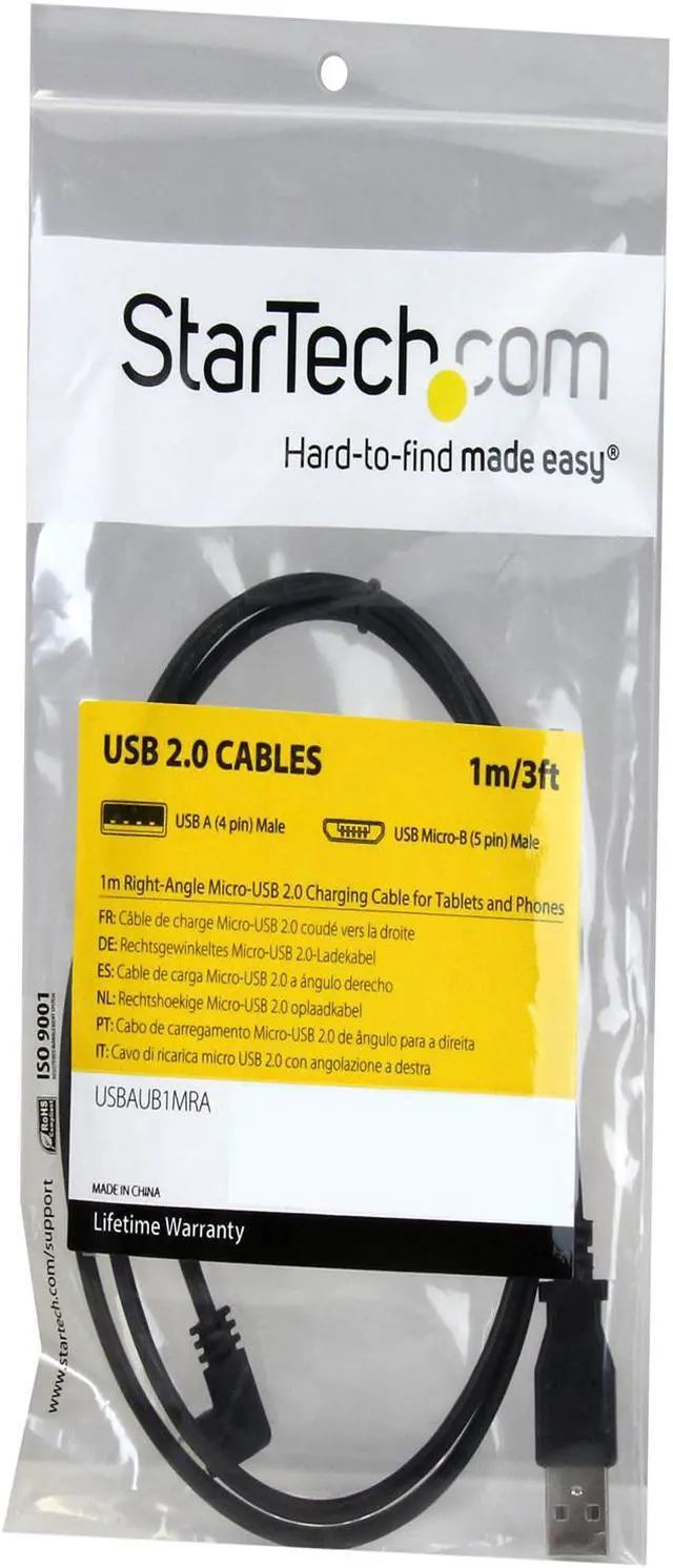 Alt view image 4 of 5 - StarTech.com 1m 3 ft Right Angle Micro-USB Charge-and-Sync Cable M/M - USB 2.0 A to Micro-USB - 28/24 AWG