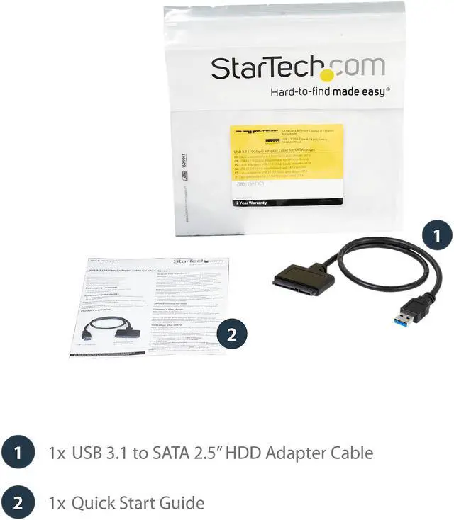 Alt view image 7 of 7 - StarTech.com USB312SAT3CB USB 3.1 (10Gbps) Adapter Cable for 2.5" SATA SSD/HDD Drives - Supports SATA III (6 Gbps) - USB Powered
