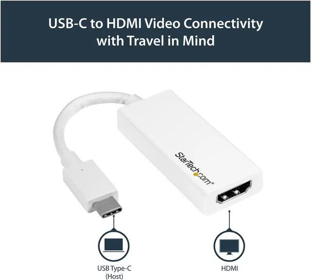 Alt view image 5 of 5 - StarTech.com CDP2HDW USB-C to HDMI Adapter - 4K 30Hz - USB 3.1 Type-C to HDMI Adapter - USB C to HDMI Dongle - Monitor Adapter - White (CDP2HDW)