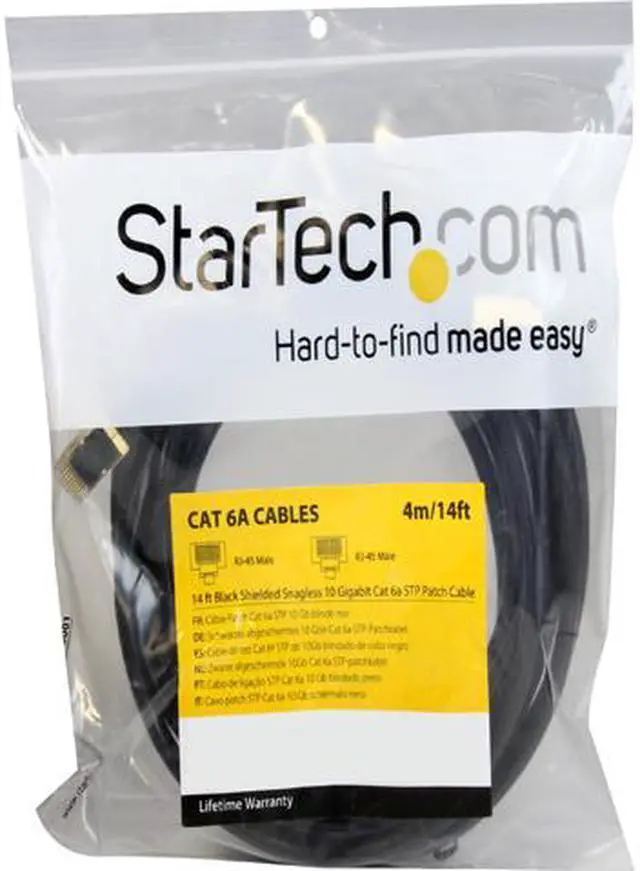 Main image of StarTech.com C6ASPAT14BK 14 ft. Cat 6A Black Shielded Cat 6a Cables