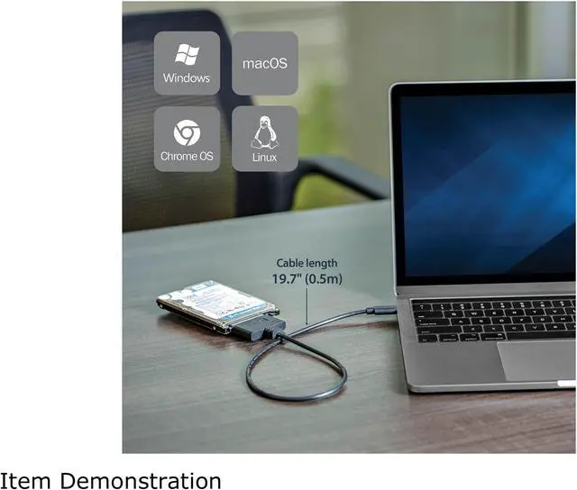 Alt view image 3 of 7 - StarTech.com USB31CSAT3CB USB C To SATA Adapter - for 2.5” SATA Drives - UASP - External Hard Drive Cable - USB Type C to SATA Adapter