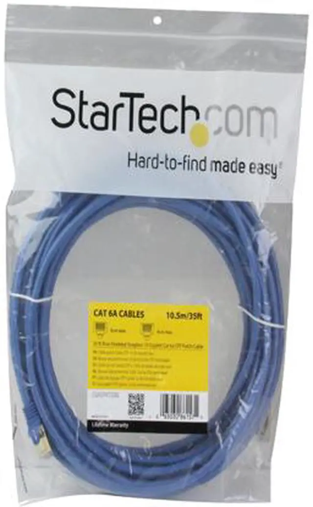 Alt view image 3 of 3 - StarTech C6ASPAT35BL Cat6a Ethernet Cable - 35 ft - Blue - Patch Cable - Shielded (SPT) - Molded Cat5 Cable - Long Network Cable - Ethernet Cord - Cat 6a Cable - 35ft