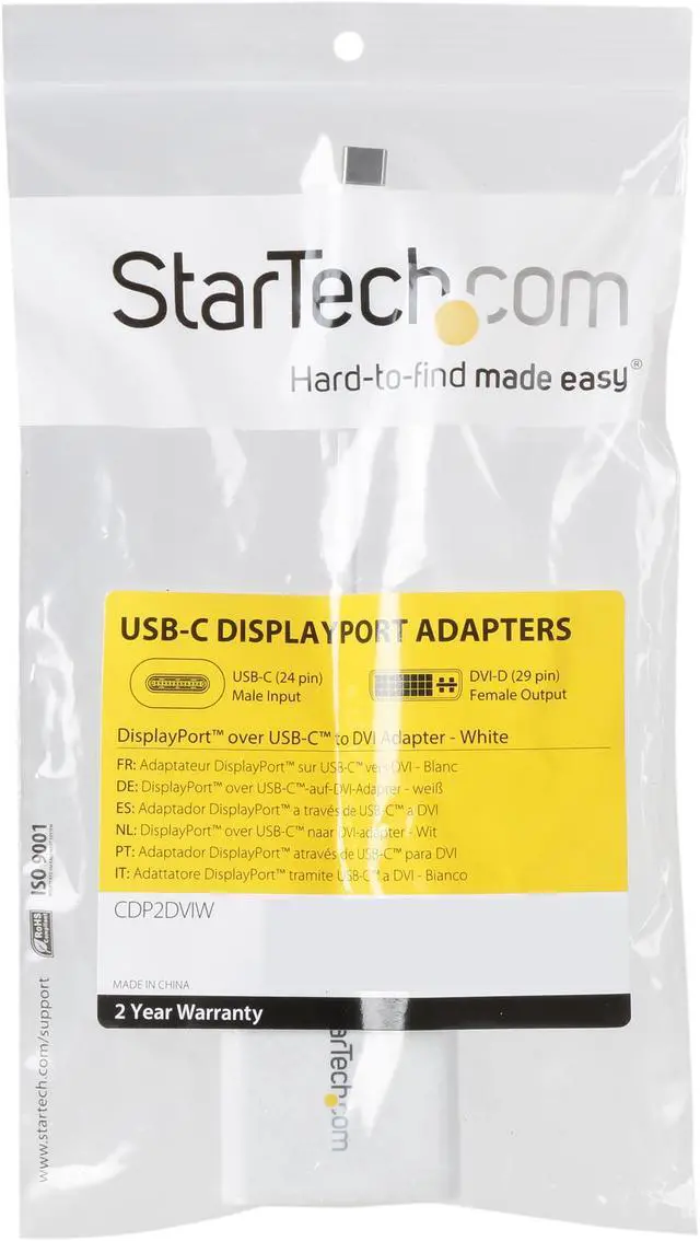 Alt view image 3 of 3 - StarTech.com CDP2DVIW USB C to DVI Adapter - White - 1920x1200 - USB Type C Video Converter for Your DVI D Display / Monitor / Projector (CDP2DVIW)