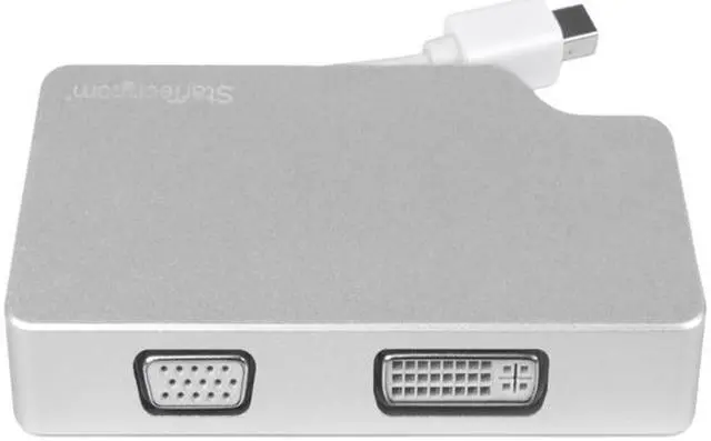 Alt view image 4 of 8 - StarTech.com MDPVGDVHD4K Aluminum Travel A/V Adapter: 3-in-1 Mini DisplayPort to VGA, DVI or HDMI - 4K