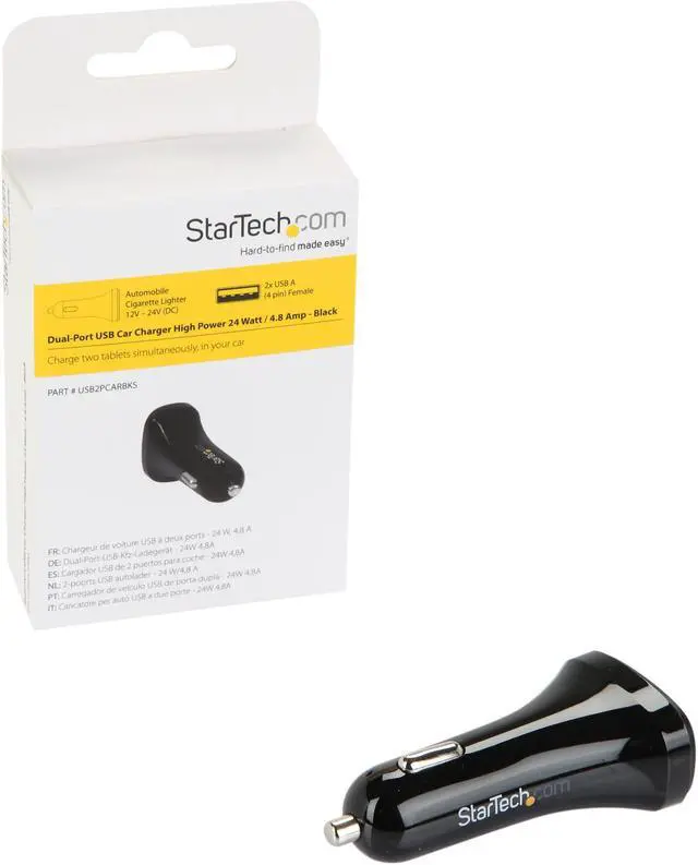 Alt view image 5 of 5 - StarTech.com USB2PCARBKS Black Dual-Port USB Car Charger - 24W/4.8A