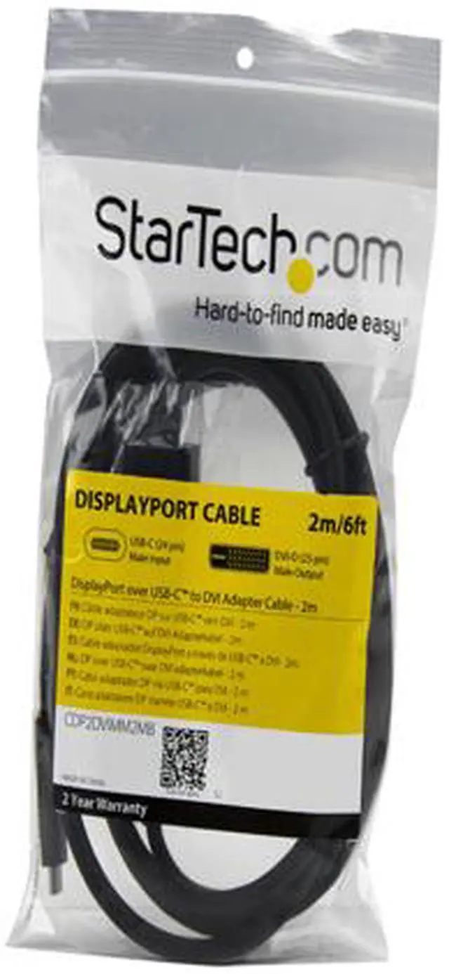Alt view image 4 of 4 - StarTech.com CDP2DVIMM2MB USB-C to DVI Cable - 6 ft / 2m - 1080p - 1920x1200 - USB-C DVI Monitor Cable - USB C Cable - Computer Monitor Cable