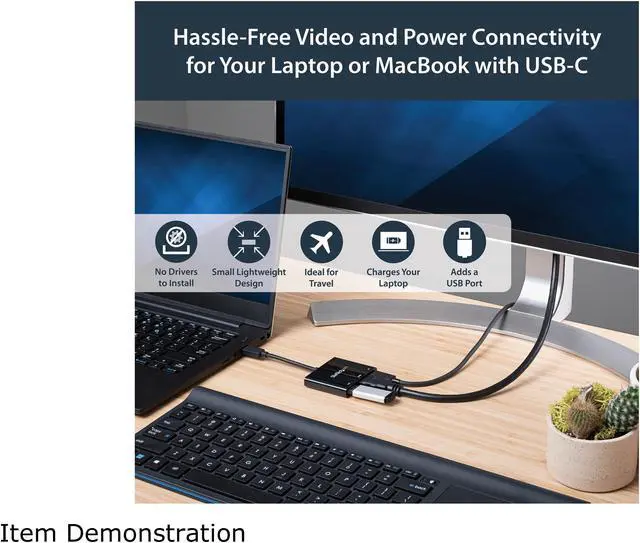 Alt view image 5 of 5 - StarTech.com CDP2HDUACP USB-C to HDMI Adapter - 4K 30Hz - Thunderbolt 3 Compatible - with Power Delivery (USB PD) - USB C Adapter Converter
