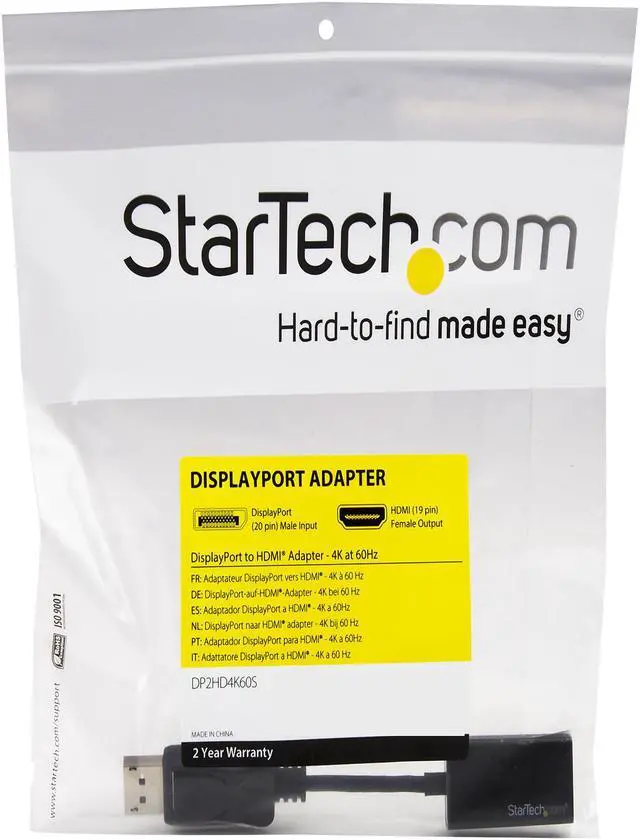 Alt view image 4 of 4 - StarTech.com DP2HD4K60S DisplayPort to HDMI Adapter - 4K DP to HDMI Converter - UHD 4K 60Hz