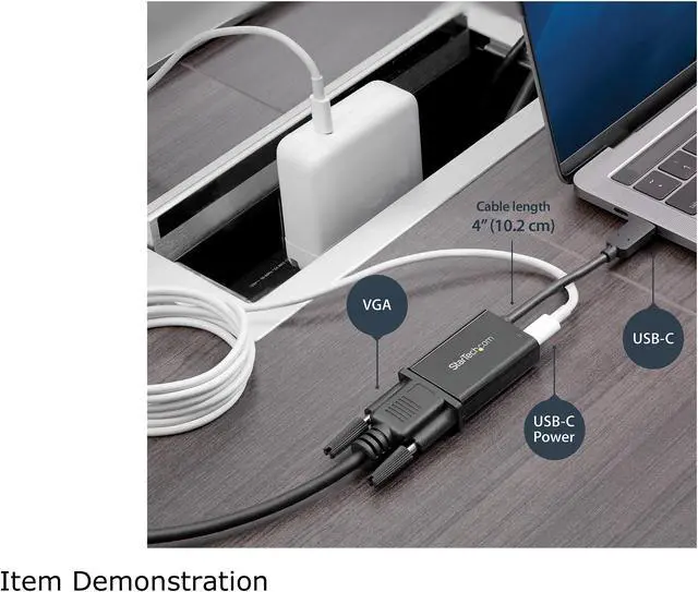 Alt view image 2 of 7 - StarTech.com CDP2VGAUCP USB-C to VGA Adapter - with Power Delivery (USB PD) - USB C Adapter - USB Type C to VGA Projector Adapter