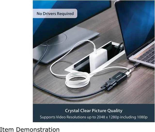 Alt view image 3 of 7 - StarTech.com CDP2VGAUCP USB-C to VGA Adapter - with Power Delivery (USB PD) - USB C Adapter - USB Type C to VGA Projector Adapter