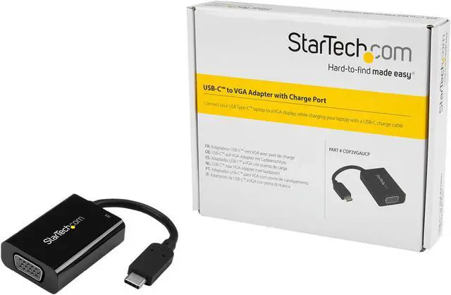 Alt view image 7 of 7 - StarTech.com CDP2VGAUCP USB-C to VGA Adapter - with Power Delivery (USB PD) - USB C Adapter - USB Type C to VGA Projector Adapter