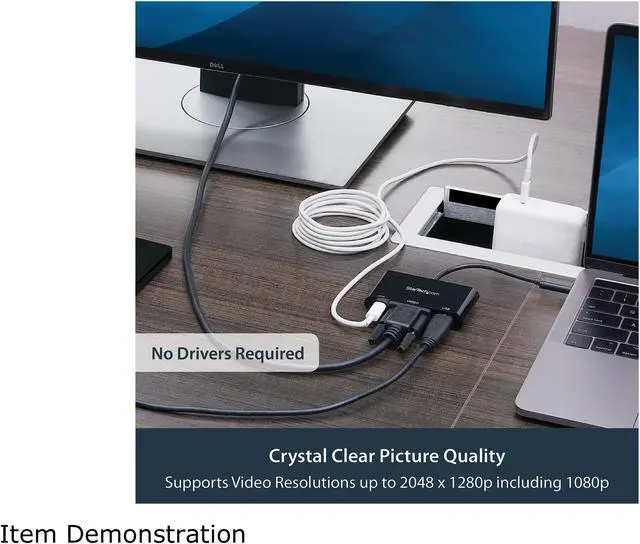 Alt view image 3 of 7 - StarTech CDP2VGAUACP USB-C VGA Multiport Adapter - USB-A Port - with Power Delivery (USB PD) - USB C Adapter Converter - USB C Dongle