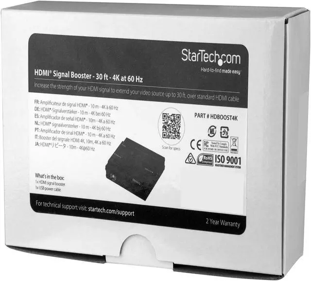 Alt view image 4 of 5 - StarTech.com HDBOOST4K HDMI Signal Booster - HDMI Extender - 4K 60Hz