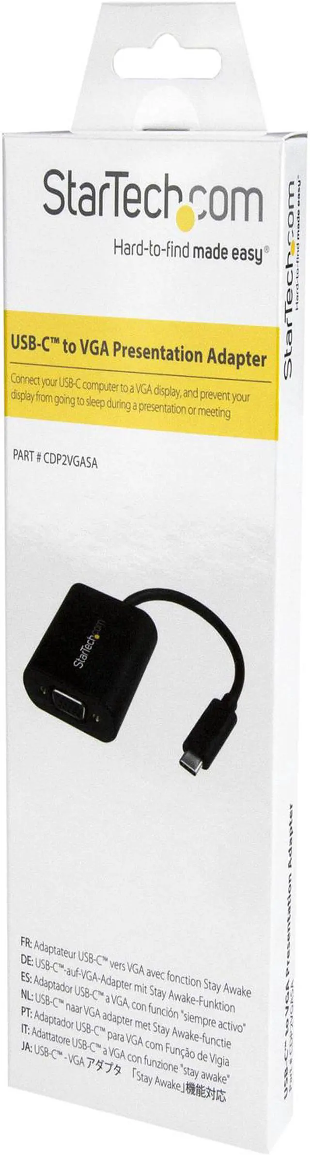Alt view image 7 of 7 - StarTech CDP2VGASA USB-C to HDMI Adapter - With Stay Awake - Presentation Mode - USB C Adapter - USB-C to VGA Projector Adapter