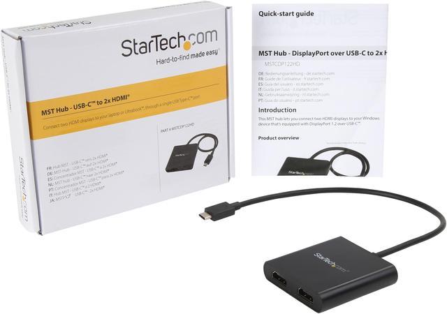 StarTech.com USB-C to Dual HDMI Adapter, USB Type-C Laptop Multi-Monitor  MST Hub / Display Splitter, 2x 4K 30Hz, Windows - MSTCDP122HD - Monitor  Cables & Adapters 