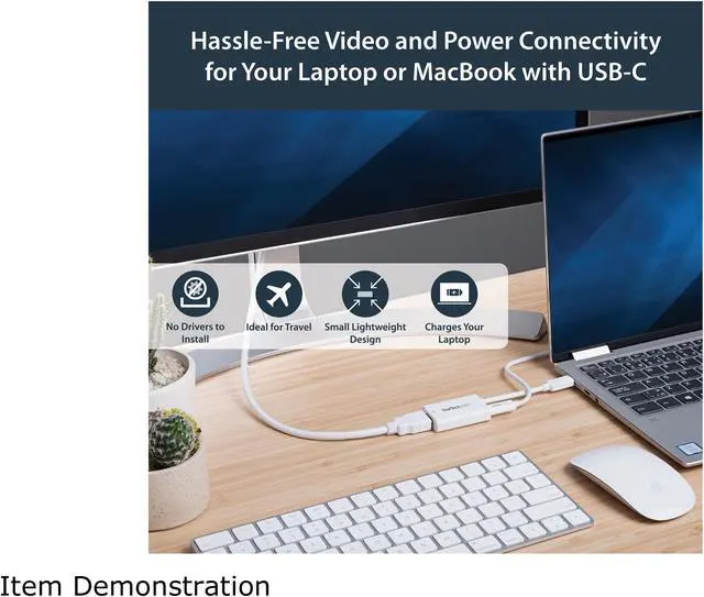 Alt view image 4 of 5 - StarTech.com CDP2HDUCPW USB C to HDMI Adapter - 4k 60hz - Thunderbolt 3 Compatible - Power Delivery - USB C Adapter - USB-C to HDMI
