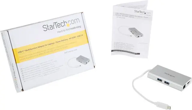 Alt view image 6 of 6 - StarTech.com DKT30CHPDW USB C Multiport Adapter - Aluminum - Power Delivery (USB PD) - USB C to Gigabit Ethernet / 4K HDMI / USB 3.0 Hub