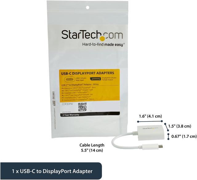 StarTech.com USB C to DisplayPort Adapter - USB Type-C to DP 1.4 Monitor  Video Converter - 4K 60Hz - CDP2DP - Monitor Cables & Adapters 