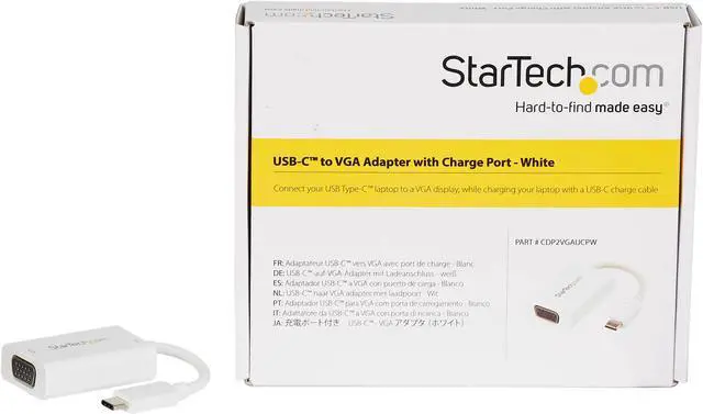 Alt view image 7 of 7 - StarTech.com CDP2VGAUCPW USB-C to VGA Adapter - with Power Delivery (USB PD) - USB C Adapter - USB Type C to VGA Projector Adapter