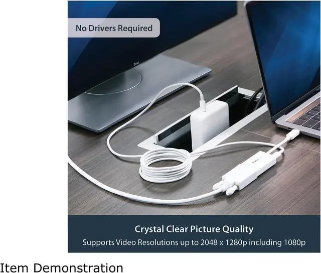 Alt view image 3 of 7 - StarTech.com CDP2VGAUCPW USB-C to VGA Adapter - with Power Delivery (USB PD) - USB C Adapter - USB Type C to VGA Projector Adapter