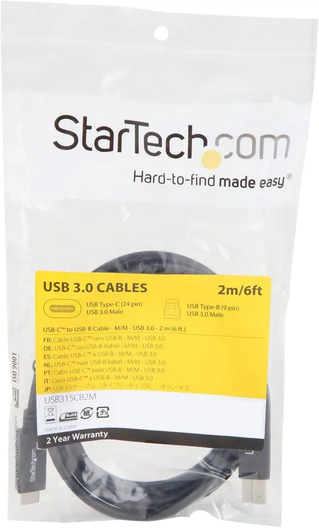 Alt view image 3 of 3 - StarTech.com USB315CB2M USB C to USB B Printer Cable - 6 ft / 2m - USB C Printer Cable - USB C to USB B Cable - USB Type C to Type B