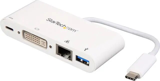 Main image of StarTech.com DKT30CDVPD USB C Multiport Adapter - with Power Delivery (USB PD) - USB C to USB 3.0 / DVI / Gigabit Ethernet - USB-C Hub