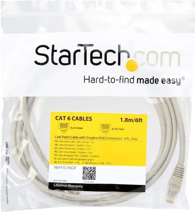 Alt view image 3 of 3 - StarTech.com N6PATCH6GR 6 ft. Cat 6 Gray Cat 6 Cables