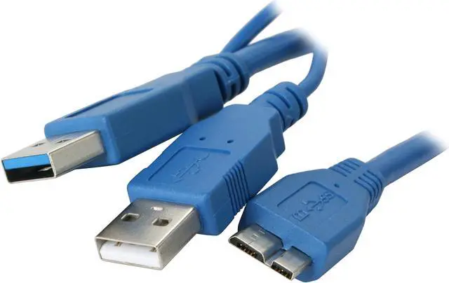 Main image of Cavalry CBUSB20002 Blue USB 3.0 Y-Cable - Standard-A to Micro-B Connector