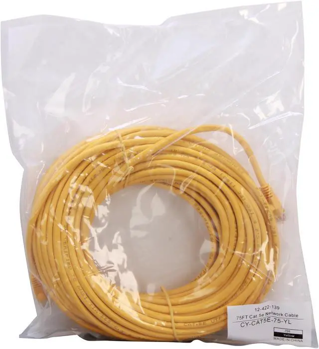 Alt view image 3 of 3 - Coboc CY-CAT5E-75-YL 75ft.24AWG Snagless Cat 5e Yellow Color 350MHz UTP Ethernet Stranded Copper Patch cord /Molded Network lan Cable