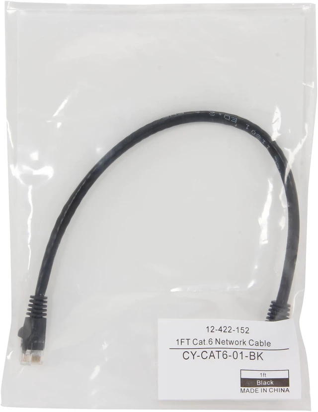 Alt view image 3 of 3 - Coboc CY-CAT6-01-BK 1ft. 24AWG Snagless Cat 6 Black Color 550MHz UTP Ethernet Stranded Copper Patch cord /Molded Network lan Cable