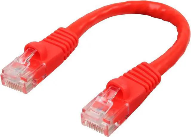 Main image of Coboc CY-CAT6-0.5-RD 0.5ft. (6in.) 24AWG Snagless Cat 6 Red Color 550MHz UTP Ethernet Stranded Copper Patch cord /Molded Network lan Cable