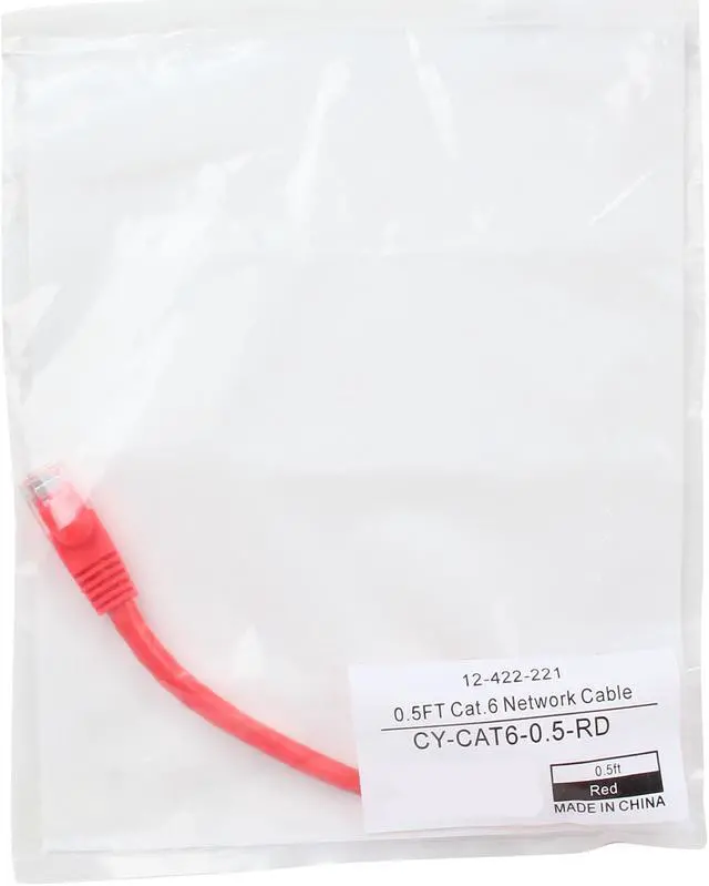 Alt view image 3 of 3 - Coboc CY-CAT6-0.5-RD 0.5ft. (6in.) 24AWG Snagless Cat 6 Red Color 550MHz UTP Ethernet Stranded Copper Patch cord /Molded Network lan Cable