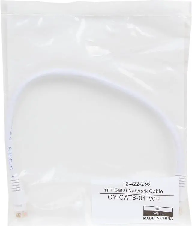 Alt view image 3 of 3 - Coboc CY-CAT6-01-WH 1ft. 24AWG Snagless Cat 6 White Color 550MHz UTP Ethernet Stranded Copper Patch cord /Molded Network lan Cable