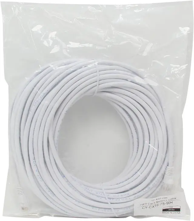 Alt view image 3 of 3 - Coboc CY-CAT6-75-WH 75ft. 24AWG Snagless Cat 6 White Color 550MHz UTP Ethernet Stranded Copper Patch cord /Molded Network lan Cable