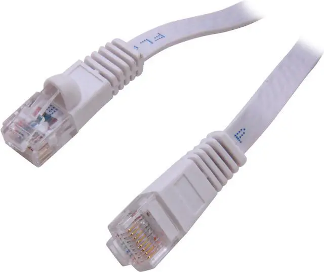 Main image of Coboc CY-CAT5E-100-White 100ft. 30AWG Cat 5E White Color 350MHz UTP Flat Ethernet Stranded Copper Patch cord /Molded Network lan Cable