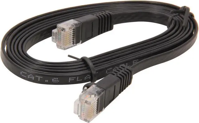 Alt view image 2 of 3 - Coboc CY-CAT6-05-Black 5ft. 32AWG Cat 6 Black Color 550MHz UTP Flat Ethernet Stranded Copper Patch cord /Molded Network lan Cable