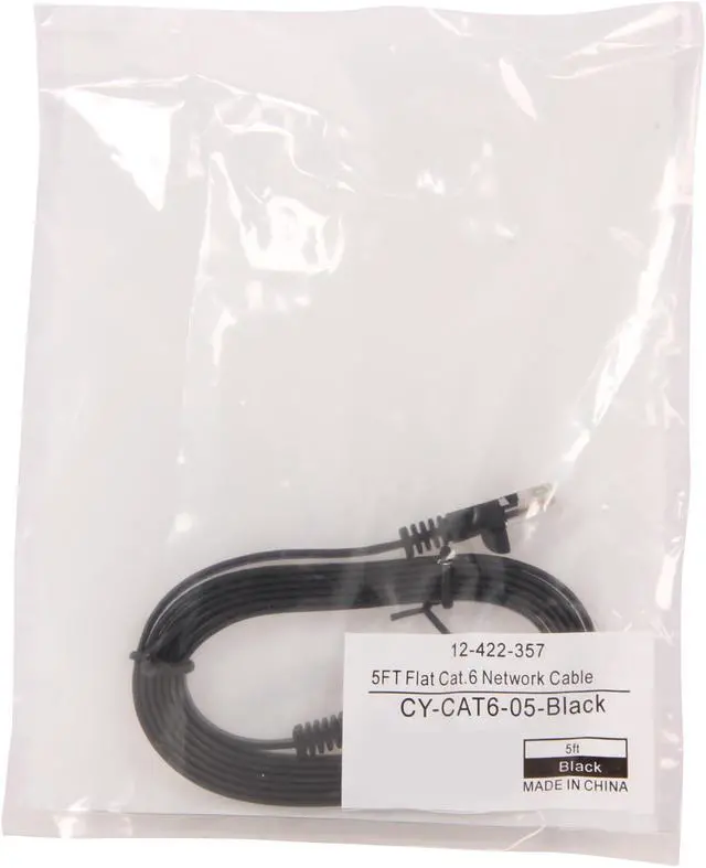 Alt view image 3 of 3 - Coboc CY-CAT6-05-Black 5ft. 32AWG Cat 6 Black Color 550MHz UTP Flat Ethernet Stranded Copper Patch cord /Molded Network lan Cable