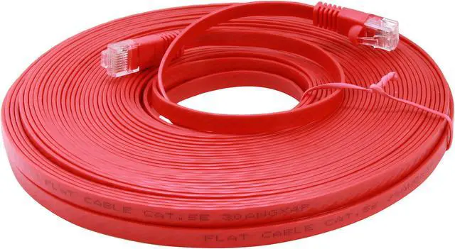 Alt view image 2 of 3 - Coboc CY-CAT5E-75-Red 75ft. 30AWG Cat 5E Red Color 350MHz UTP Flat Ethernet Stranded Copper Patch cord /Molded Network lan Cable