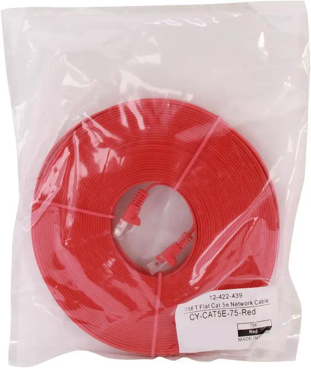 Alt view image 3 of 3 - Coboc CY-CAT5E-75-Red 75ft. 30AWG Cat 5E Red Color 350MHz UTP Flat Ethernet Stranded Copper Patch cord /Molded Network lan Cable