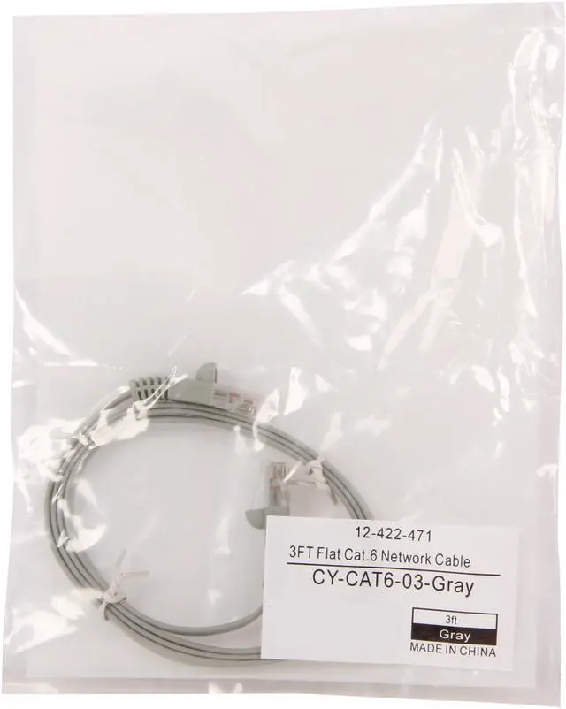 Alt view image 3 of 3 - Coboc CY-CAT6-03-Gray 3ft. 32AWG Cat 6 Gray Color 550MHz UTP Flat Ethernet Stranded Copper Patch cord /Molded Network lan Cable