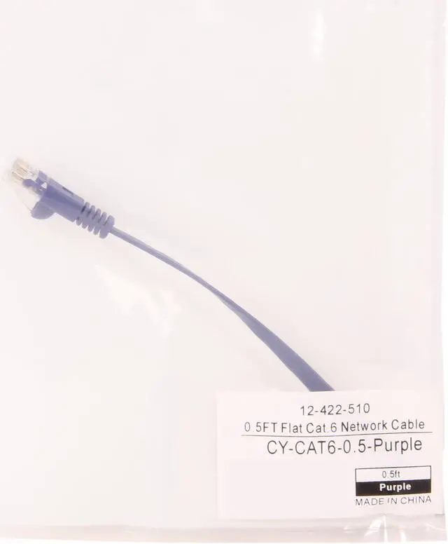 Alt view image 3 of 3 - Coboc CY-CAT6-0.5-Purple 0.5ft.(6in.) 32AWG Cat 6 Purple Color 550MHz UTP Flat Ethernet Stranded Copper Patch cord /Molded Network lan Cable