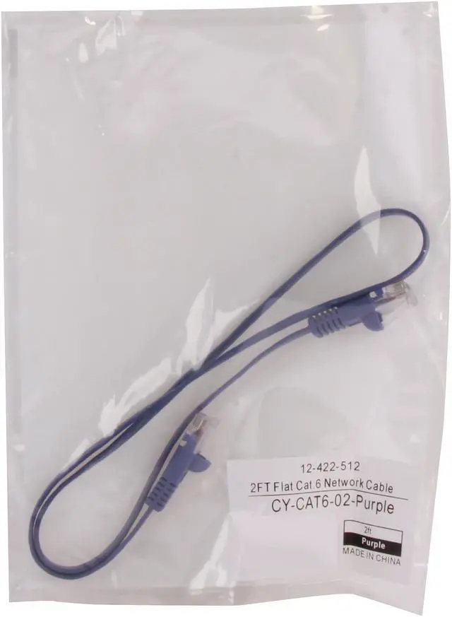 Alt view image 3 of 3 - Coboc CY-CAT6-02-Purple 2ft. 32AWG Cat 6 Purple Color 550MHz UTP Flat Ethernet Stranded Copper Patch cord /Molded Network lan Cable