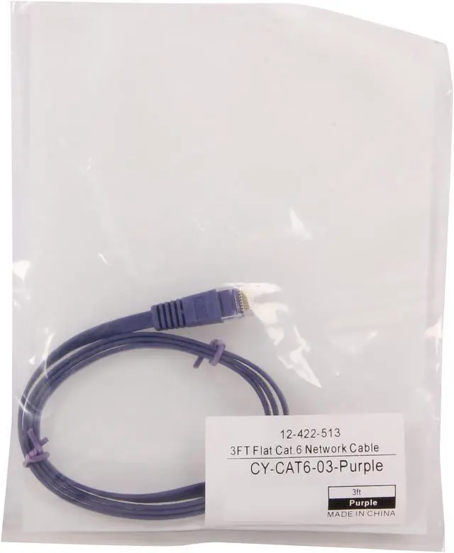 Alt view image 3 of 3 - Coboc CY-CAT6-03-Purple 3ft. 32AWG Cat 6 Purple Color 550MHz UTP Flat Ethernet Stranded Copper Patch cord /Molded Network lan Cable