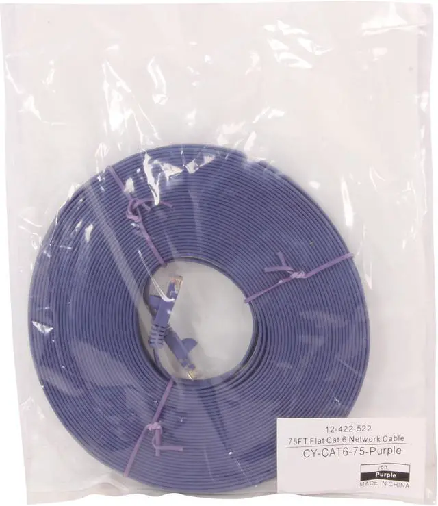 Alt view image 3 of 3 - Coboc CY-CAT6-75-Purple 75ft. 32AWG Cat 6 Purple Color 550MHz UTP Flat Ethernet Stranded Copper Patch cord /Molded Network lan Cable