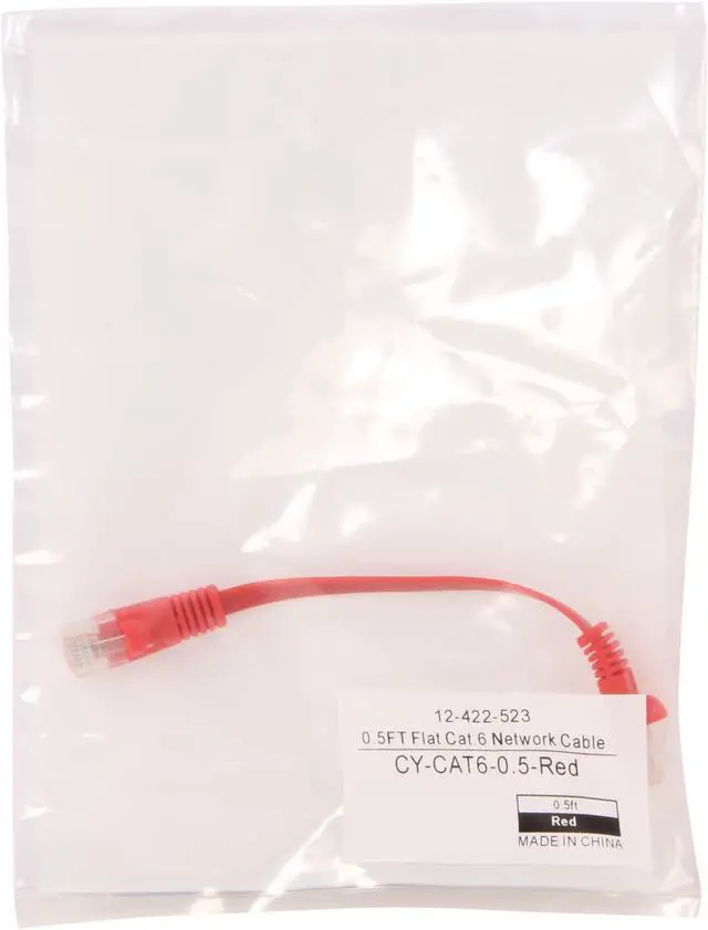 Alt view image 3 of 3 - Coboc CY-CAT6-0.5-Red 0.5ft.(6in.) 32AWG Cat 6 Red Color 550MHz UTP Flat Ethernet Stranded Copper Patch cord /Molded Network lan Cable