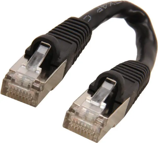 Main image of Coboc CY-CAT7-0.5- Black 0.5ft.(6in.) 26AWG Snagless Cat 7 Black Color 600MHz SSTP(PIMF) Shielded Ethernet Stranded Copper Patch cord /Molded Network lan Cable