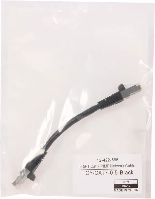 Alt view image 3 of 3 - Coboc CY-CAT7-0.5- Black 0.5ft.(6in.) 26AWG Snagless Cat 7 Black Color 600MHz SSTP(PIMF) Shielded Ethernet Stranded Copper Patch cord /Molded Network lan Cable
